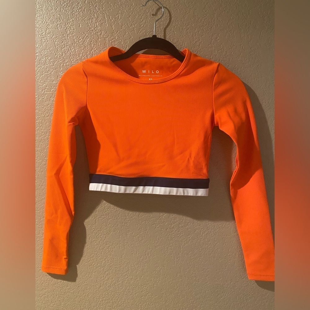WILO Orange Long Sleeve Fitted Crop Top